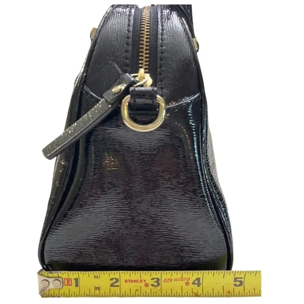 Kate Spade Cedar Street Black Patent Dome Satchel Bag Detachable Strap Dust Bag